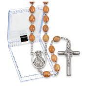 Olive Wood Rosary in a Clear Hinged Box