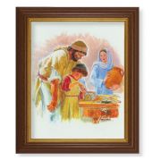 10 1/2" x 12 1/2" Walnut Finish Beveled Frame with 8" x 10" Jesus the Carpenter in Textured Art