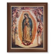13 1/2" x 16 9/16" Walnut Finished Frame with 11" x 14" Our Lady of Guadalupe with Angels Textured Art