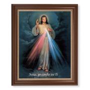 13 1/2" x 16 9/16" Walnut Finished Frame with 11" x 14" Divine Mercy (Spanish) Textured Art