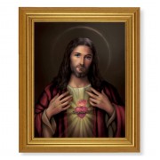 10" x 12" Gold Leaf Finish Beveled Frame with 8" x 10" Sacred Heart of Jesus Textured Art