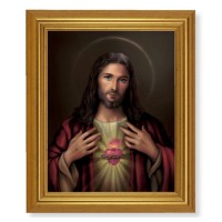 10" x 12" Gold Leaf Finish Beveled Frame with 8" x 10" Sacred Heart of Jesus Textured Art