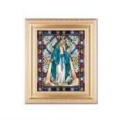10 1/4" x 12 1/4" Satin Gold Frame with an 8" X 10" Our Lady of Grace Liturgical Glass Art