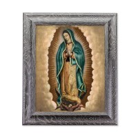 10 1/2" x 12 1/2" Grey Oak Finish Frame with an 8" x 10" Our Lady of Guadalupe Print