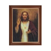 13 1/2" x 16 9/16" Walnut Finished Frame with 11" x 14" Chambers: Sacred Heart of Jesus Textured Art