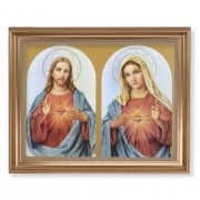 13 1/2" x 16 9/16" Gold Leaf Antique Finished Frame with 11" x 14" The Sacred Hearts Textured Art