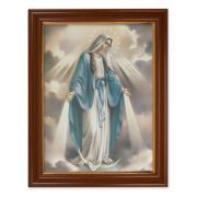 15 1/2" x 19 1/2" Walnut Finish Frame with Gold Accent and a 12" x 16" Our Lady of Grace Canvas Artwork