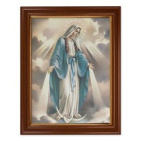 15 1/2" x 19 1/2" Walnut Finish Frame with Gold Accent and a 12" x 16" Our Lady of Grace Canvas Artwork