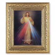 12 1/2" x 14 1/2" Ornate Gold Leaf Antique Frame with 8" x 10" Divine Mercy Print
