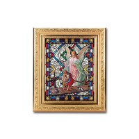 8 1/4" x 10 1/4" Gold Ornate Frame with a 6" x 8" Guardian Angel Textured Glass Artwork