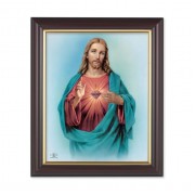 10" x 12" Walnut Frame with Gold Inside Lip and a 8" x 10" Sacred Heart of Jesus Print