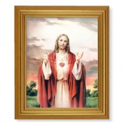 10" x 12" Gold Leaf Finish Beveled Frame with 8" x 10" Sacred Heart of Jesus Textured Art