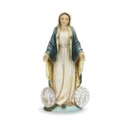 4" Cold Cast Resin Hand Painted Statue of Our Lady of the Miraculous Medal in a Deluxe Window Box