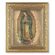 12 1/2" x 14 1/2" Ornate Gold Leaf Antique Frame with 8" x 10" Our Lady of Guadalupe Print
