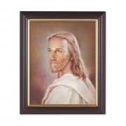 10" x 12" Walnut Frame with Gold Inside Lip and a 8" x 10" Head of Christ Print