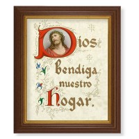 10 1/2" x 12 1/2" Walnut Finish Beveled Frame with 8" x 10" House Blessing (Spanish) Textured Art