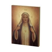 7 1/2" x 10" Chambers: Immaculate Heart of Mary Gold Embossed Wood Plaque