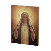 7 1/2" x 10" Chambers: Immaculate Heart of Mary Gold Embossed Wood Plaque
