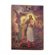 7 1/2" x 10" Saint Joseph terror of Demons Gold Embossed Wood Plaque