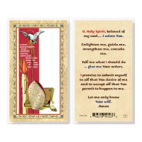 25pk - Confirmation - O Holy Spirit   Gold Stamped Laminated Holy Card  Pk 25