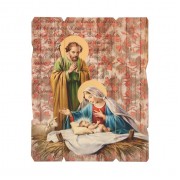 11 1/4" x 14" Nativity Holy Family Large Vintage Wooden Plaque with Hanger