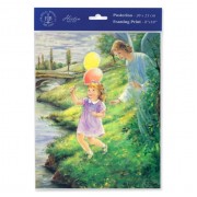 3pk - 8" x 10" Blanc: Guardian Angel with Girl Print  (sold in inc. of 3)