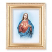 10 1/4" x 12 1/4" Satin Gold Frame with an 8" x 10" Sacred Heart of Jesus Print