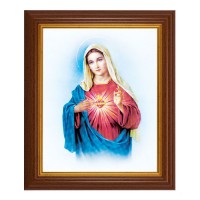 10 1/2" x 12 1/2" Walnut Finish Beveled Frame with 8" x 10" Immaculate Heart of Mary Textured Art 10 1/2" x 12 1/2" Walnut Finish Beveled Frame with 8" x 10" Immaculate Heart of Mary Textured Art