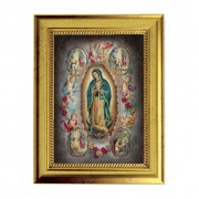 6 3/4" X 8 3/4" Gold Leaf Finish Frame with 5" X 7" Our Lady of Guadalupe Textured Art