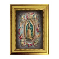 6 3/4" X 8 3/4" Gold Leaf Finish Frame with 5" X 7" Our Lady of Guadalupe Textured Art