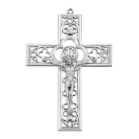 6" x 4 1/4" Cathedral Touch Crucifix Cross in Genuine Pewter