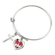 2 3/4" Silver Charm Bracelet with Crucifix and Heart Shaped Holy Spirit Confirmation Charm