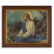 10 1/2" x 12 1/2" Walnut Finish Beveled Frame with 8" x 10" Meditation in the Garden Textured Art 10 1/2" x 12 1/2" Walnut Finish Beveled Frame with 8" x 10" Meditation in the Garden Textured Art