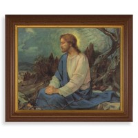 10 1/2" x 12 1/2" Walnut Finish Beveled Frame with 8" x 10" Meditation in the Garden Textured Art