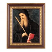 11 1/2" x 13 1/2" Cherry Frame with Gold Trim with an 8" x 10" St. Benedict Print