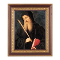 11 1/2" x 13 1/2" Cherry Frame with Gold Trim with an 8" x 10" St. Benedict Print