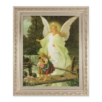10" x 12" Ornate Silver Frame with a Guardian Angel Print