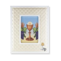 8" x 10" Standing Communion Chalice and Grapes White Synthetic Leather Picture Frame for 4" x 6" Photos 8" x 10" Standing Communion Chalice and Grapes White Synthetic Leather Picture Frame for 4" x 6" Photos
