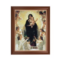 13 1/2" x 16 9/16" Walnut Finished Frame with 11" x 14" Queen of Angels Textured Art