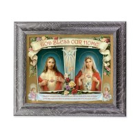 10 1/2" x 12 1/2" Grey Oak Finish Frame with an 8" x 10" Sacred Hearts House Blessing Print