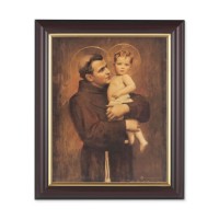 10" x 12" Walnut Frame with Gold Inside Lip and a 8" x 10" St. Anthony with Jesus Print