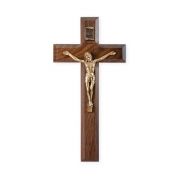 7" Walnut Cross with a Museum Gold Tone Corpus
