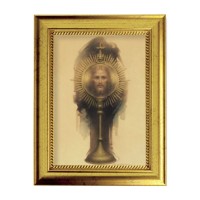 6 3/4" X 8 3/4" Gold Leaf Finish Frame with 5" X 7" Our Sacramental King Textured Art