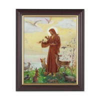 10" x 12" Walnut Frame with Gold Inside Lip and a 8" x 10" St. Francis Print