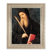 10" x 12" Ornate Silver Frame with a Perugino: St. Benedict Print