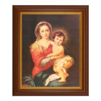 10 1/2" x 12 1/2" Walnut Finish Beveled Frame with 8" x 10" Murillo: Madonna and Child Textured Art