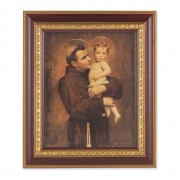 11 1/2" x 13 1/2" Cherry Frame with Gold Trim with an 8" x 10" St. Anthony with Jesus Print