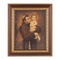 11 1/2" x 13 1/2" Cherry Frame with Gold Trim with an 8" x 10" St. Anthony with Jesus Print