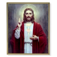 8" x 10" Gold Plaque Frame with a Chambers: Sacred Heart of Jesus Print