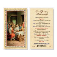 25pk - On Your Anniversary Gold Stamped Laminated Holy Card  Pk 25